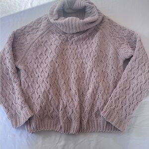 Moon & Madison Petal Pink Cable Knit Turtleneck Sweater